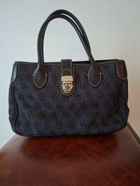Dooney & Bourke Signature Satchel Handbag – Black/Gray Monogram